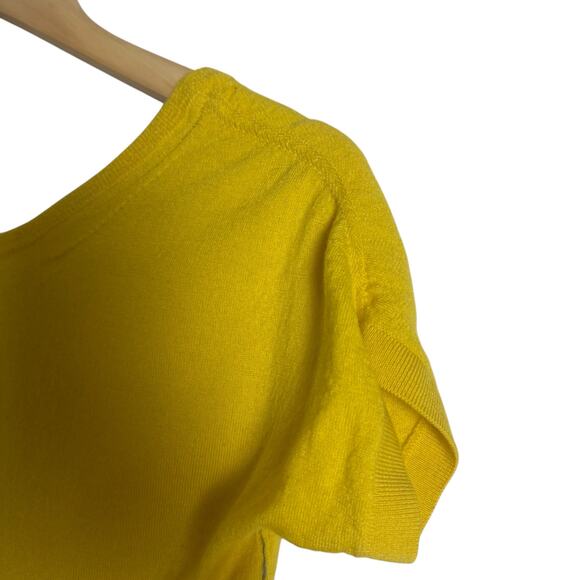 Zadig & Voltaire Yellow Merino Wool Short Sleeve Scoop Neck Knit Sweater Top XS - Picture 4 of 11